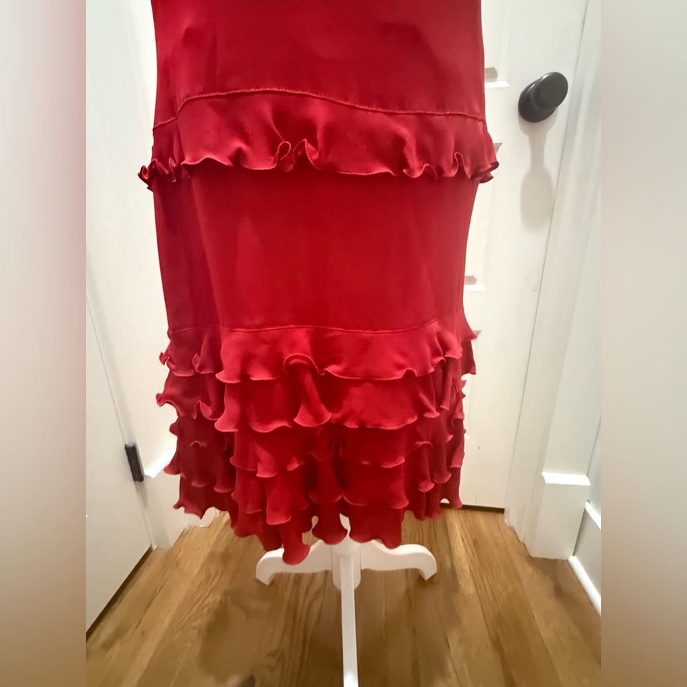 Escada. Silk Ruffle Party Dress. Size Large. - Picture 4 of 9